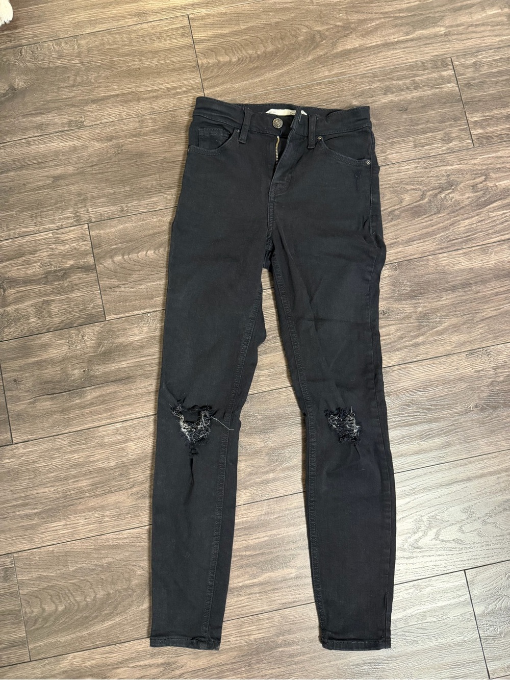 Topshop Black Ripped Skinny Jeans